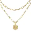 Venta caliente de Amazon 26 letras colgantes en inglés collar creativo simple multicapa apilado hexagonal cadena para clavícula de mujer