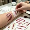 Pegatina de tatuaje de cicatriz de zombi para Halloween, decoración de Halloween, pegatina de tatuaje de cicatriz de herida falsa