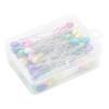 Caja de alfileres fijos de aguja en forma de pera Juego de agujas para cuentas en forma de pera Costura manual de color Cabeza grande Posicionamiento Aguja perlada