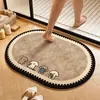 Alfombrilla de Baño de Alta Gama Estilo Dibujos Animados, Alfombrilla Absorbente de Tierra de Diatomeas para Lavabo, Alfombrilla Antideslizante y Resistente a la Suciedad para Entrada de Inodoro