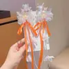 Accesorio para el cabello Hanfu para niñas, pasador de flor de lazo colorido estilo antiguo, tocado de princesa de disfraz súper de hadas con borlas