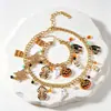 Conjunto de Pulseras de Cadena Dorada con Tema de Halloween Colgantes de Calabaza Fantasma Araña Accesorios de Moda Transfronterizos para Festivales