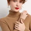 Suéter simple de cuello alto para mujer, otoño e invierno, corte ajustado, longitud corta, sin botones, ajustado, capa interior, lana sintética, top de punto de manga larga