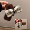 Horquilla para el pelo con lazo de felpa estilo Chanel, estilo femenino, con temperamento en la parte trasera de la cabeza, con forma de tiburón, para otoño e invierno, nueva y de alta gama.