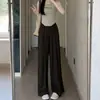 Calças de Perna Larga de Seda Gelo para Mulheres no Verão, Finas, de Cintura Alta, Casuais, Estilo Estilo Japonês, Calças Lazy Yamamoto, Calças Retas de Algodão e Linho