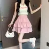Falda Plisada Línea A para Mujer Verano Diseño con Sentido Nicho Figura Pequeña Delgada Falda Blanca Dulce Falda de Pastel