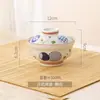 Cuenco de Cerámica Estilo Japonés para Postre con Color Bajo Esmalte, Estilo Vintage, con Tapa, Cuenco para Sopa, Huevo al Vapor, Hongo Blanco, Olla para Estofado de Nido de Pájaro