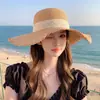 Sombrero de Verano Nuevo Estilo con Ala Ancha para Mujer con Lazo de Cinta, Sombrero de Paja de Ala Ancha para Viajes al Aire Libre, Sombrero de Sombrilla para la Playa