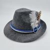 Sombrero de Fieltro Alemán Oktoberfest Personalizado por el Fabricante, Sombrero de Jazz, Sombrero de Fieltro No Tejido con Pluma Real, Sombrero de Escenario