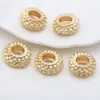 Ouro 18k Tendência Nacional Padrão Escama de Dragão Furo Grande Redondo Plano Contas Soltas Acessórios de Pulseira Acessórios de Joias para Miçangas DIY Contas Espaçadoras