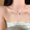 Collar de cuentas rosas, dulce y bonito, estilo coreano, con lazo elegante que combina con todo, cadena para clavícula, estilo de celebridad de Internet.