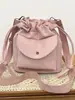 Bolso Casual Pequeño Simple 2026 Nuevo Estilo Bolso Cubo de Lona con Cierre de Cordón de Alto Valor Color Puro Elegante Bolso Cruzado