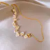Colar de pérolas fritillary Ji sereia galvanizada a ouro real, corrente de clavícula simples francesa, colar retrô elegante e personalizado