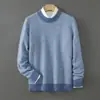 Suéter Base de Invierno Redondo 100% Lana Pura para Hombre, Holgado, Cómodo, Versátil, Suéter Pulóver de Moda