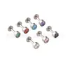 Pendientes de Titanio F136 Incrustados con Circonita Hilo de Aleación de Titanio G23 Cuerpo de Perforación Cilíndrico Roscado Joyería para Perforaciones Clavos para el Cartílago del Oído