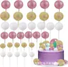 24 Peças Bola Glitter Decoração de Bolo Cupcake Inserir DIY Chá de Bebê Casamento Aniversário Festa de Aniversário