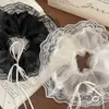 Goma para el pelo de Malla con Encaje Negra y Blanca Lazo de Encaje Hecho a Mano Estilo Ballet Cinta para el Pelo Accesorio Elástico para el Pelo