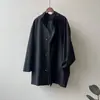 Gabardina de Cuello Alto Estilo Japonés para Mujer, Nueva Versión Coreana Primavera/Verano 2025, Abrigo Delgado de Textura Suelta de Longitud Media