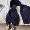 Roupa de Exterior Infantil Estilo Primavera e Verão 2025 Meninos e Meninas Estilo Japonês Roupas com Proteção Solar Bordadas de Cachorro Azul Estilo Bebê Blusa com Capuz