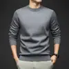 Suéter de tricô para homens, com gola alta meia, novo da moda outono e inverno, casual, cor sólida, camisa base quente, vestuário masculino