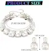 Conjunto de Colar Gargantilha e Brincos de Diamante, Cristal Brilhante Prateado, Conjunto de Joias para Baile de Formatura e Casamento para Mulheres