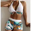 2027 Nuevo Bikini de Dos Piezas Transfronterizo Europeo y Americano Traje de Baño para Mujer Sexy Estampado con Tirantes Bikini Playa Traje de Baño para Mujer