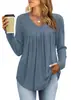 Camiseta casual de manga larga transfronteriza de Amazon, estilo europeo y americano otoño/invierno, camiseta de moda plisada