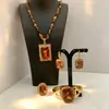 Conjunto de Joias Alexandrita Fotocromática Retangular Colar Anel Brincos Pulseira Conjunto de Quatro Peças Acabamento Pesado Cravejado com Strass
