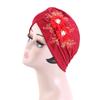 Amazon nuevo sombrero indio plisado con accesorios de flores tridimensionales de seda brillante, sombrero étnico con pañuelo para la cabeza JDT-12L