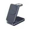 Carregador Sem Fio Magnético Dobrável 3 em 1 para Smartphone, Relógio, Fone de Ouvido 15W de Carregamento Rápido