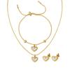 Collar con Colgante de Concha de Corazón de Melocotón Pulsera Estilo Delicado Hada Juego de Tres Piezas Joyería de Pareja para el Festival Qixi Cadena para la Clavícula