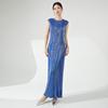 Vestido Miyake con textura estilo occidental para mujer, vestido recto bronceado de verano, vestido elegante de alta gama estilo francés