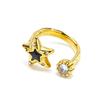Joyería de comercio exterior transfronterizo personalidad europea y americana estilo retro incrustado circonita rosa anillo estrella de cinco puntas temperamento femenino anillo de acero de titanio