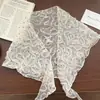 Lenço Triângulo de Renda com Bolinhas Bege para Mulheres, Lenço Decorativo Estilo Pastoral Doce Retrô, Camadas para Criar um Efeito Emagrecedor, Saia de Comprimento Médio