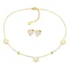 Moderna y Fresca Cadena para Clavícula con Conchas y Diamantes Estilo Océano para Mujer DIY Set de Joyería de Acero Inoxidable Dorado Elegante