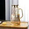 Botella de agua fría para el hogar con patrón de glaciar de aspecto elegante, gran capacidad, botella de agua de vidrio transparente, resistente a altas temperaturas, juego de botella de agua fría simple