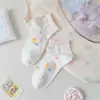 Calcetines Finos de Primavera y Verano para Mujer, Calcetines Cortos de Gato de Dibujos Animados, Estilo de Chica Linda Japonesa, Calcetines de Tobillo Transpirables y Absorbentes de Sudor