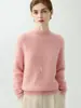 Suéter de cuello semi-alto 100% cachemir puro para mujer, nuevo suéter de punto de color liso otoño e invierno, top de cachemir de cabra
