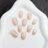 Puntas de Uñas de Lunares Bicolores, Uñas Portátiles, Uñas Ojo de Gato Pre-hechas con Perlas de Vidrio Transparentes, Uñas Postizas con Variaciones de Tamaño
