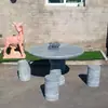 Mesa de Pedra e Banco de Pedra, Pátio de Jardim Mesa de Granito Natural, Mesa Redonda de Mármore para Parque Exterior de Villa Doméstica
