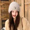 Gorro de tricô para mulheres, novo estilo de inverno, gorro de lã com padrão de letras, faz o rosto parecer menor, mantém as orelhas aquecidas, estilo coreano, versátil e fofo