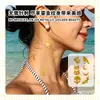 Pegatinas de tatuaje de escorpión coloridas y chapadas en oro, elegantes y sofisticadas, perfectas para el muslo, creando un ambiente moderno, mismo estilo que las de Xiaohongshu, con diseños de calavera y luna creciente de lámina de oro