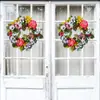 Guirnalda de Peonías y Margaritas de Primavera Decoración de Pared Hogar Flor de Seda Rama Seca Corona Decorativa Accesorios para Colgar en la Puerta