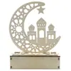 Festival Árabe do Oriente Médio de Madeira Lua Luz LED Enfeites de Mesa Castelo para Casa Decorações Artesanato Mesas
