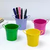 Cubo Metálico Mini Color Caramelo Cubo Pequeño de Metal Portalápices de Escritorio Cubo Decorativo de Almacenamiento Maceta Pequeña para Planta Suculenta