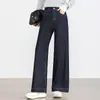 Nova Coleção Primavera 2025 Calça Jeans Wide Leg Azul Tanino Feminina Calça Feminina Solta Calça Reta Calças Azul Escuro Calças