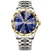 Binbang Nuevo Reloj Genuino para Hombre Calendario Día Luminoso Resistente al Agua Reloj para Hombre Moda Espejo Rombo Reloj de Cuarzo