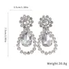 Pendientes de Plata Europeos y Americanos Transfronterizos con Forma de Gota Tachonados con Diamantes, Pendientes Sencillos y de Moda, Pendientes de Alta Gama de Lujo Ligero con Sentido del Diseño