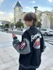 Chaqueta de Béisbol Bordada con Letras Estilo Retro Americano Ropa de Abrigo Hombres Mujeres Otoño Invierno Estilo Marca de Moda Holgada Casual Chaqueta para Pareja Top