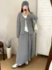 Conjunto de top e saia de duas peças falsas para mulheres plus size, estilo outono 2026, conjunto casual solto para mulheres plus size